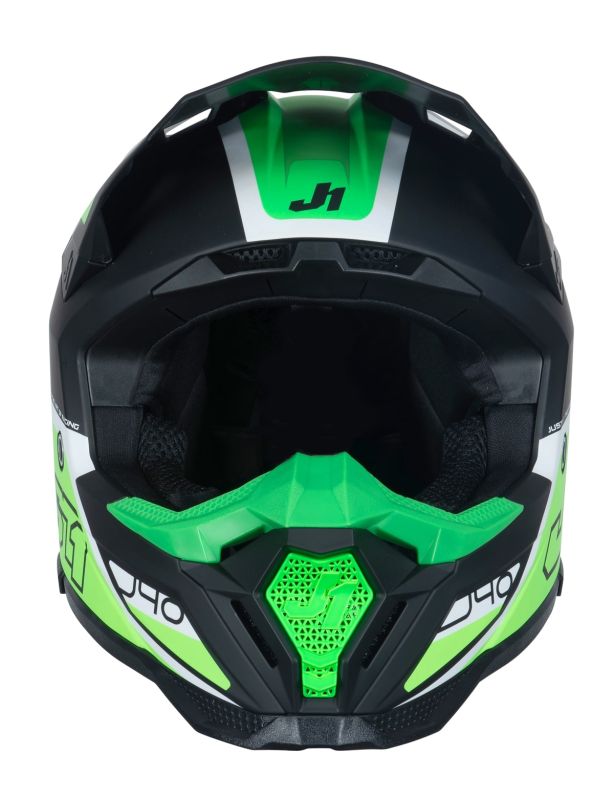 Мотошолом Just1 J40 Flash Fluo Green White Black