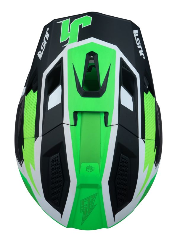 Мотошолом Just1 J40 Flash Fluo Green White Black