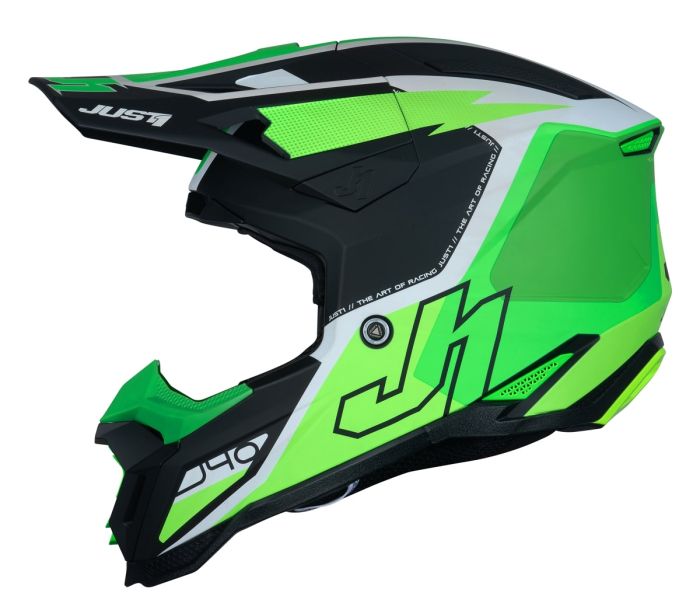 Мотошолом Just1 J40 Flash Fluo Green White Black
