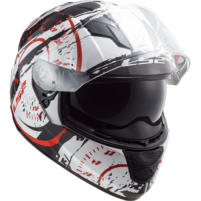Мотошолом LS2 FF320 Stream Evo Tacho White Black Red