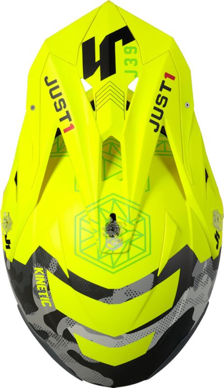 Мотошолом Just1 J39 Kinetic Camo Red Lime Fluo Yellow - Matt