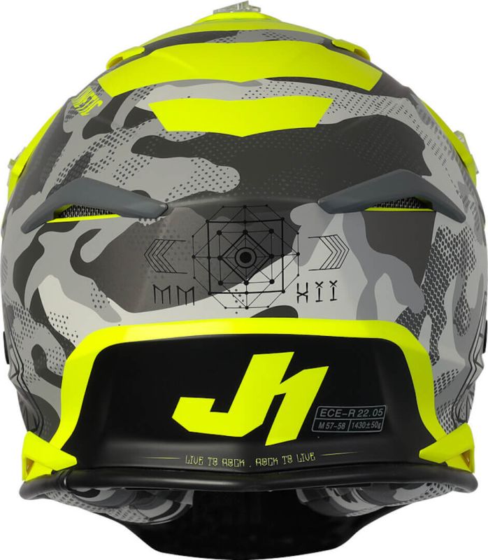 Мотошолом Just1 J39 Kinetic Camo Red Lime Fluo Yellow - Matt