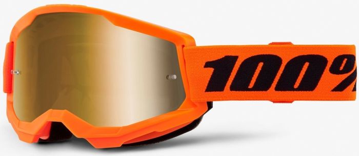 Окуляри 100% Strata 2 Goggle Neon Orange - Mirror Gold Lens