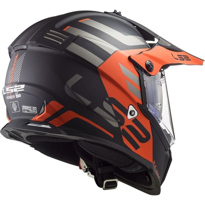 Мотошолом LS2 MX436 Pioneer Evo Adventurer Matt Black Orange