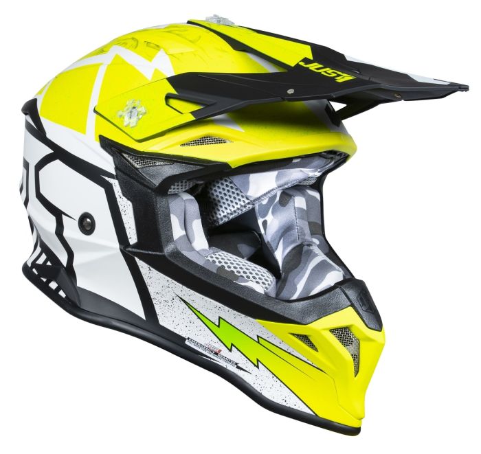 Мотошолом Just1 J39 Poseidon Fluo Yellow Black White