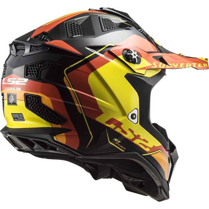 Мотошолом LS2 MX700 Subverter Evo Arched Black Yellow Red