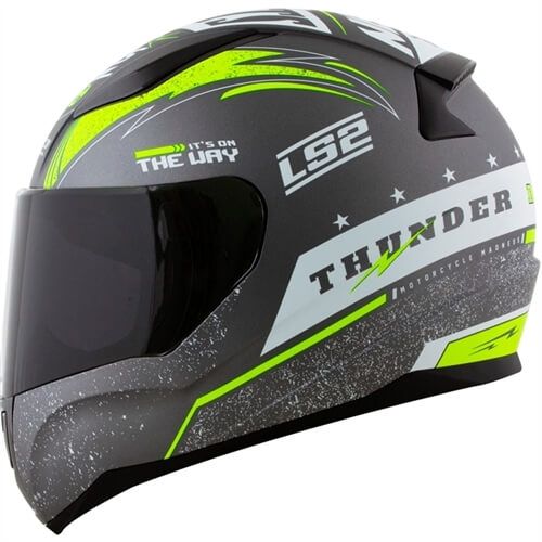 Мотошолом LS2 FF353 Rapid Thunder Matt Titanium Neon Yellow