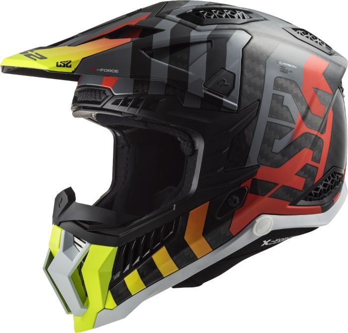 Мотошолом LS2 MX703 C X-Force Barrier Hi-Viz Yellow Red