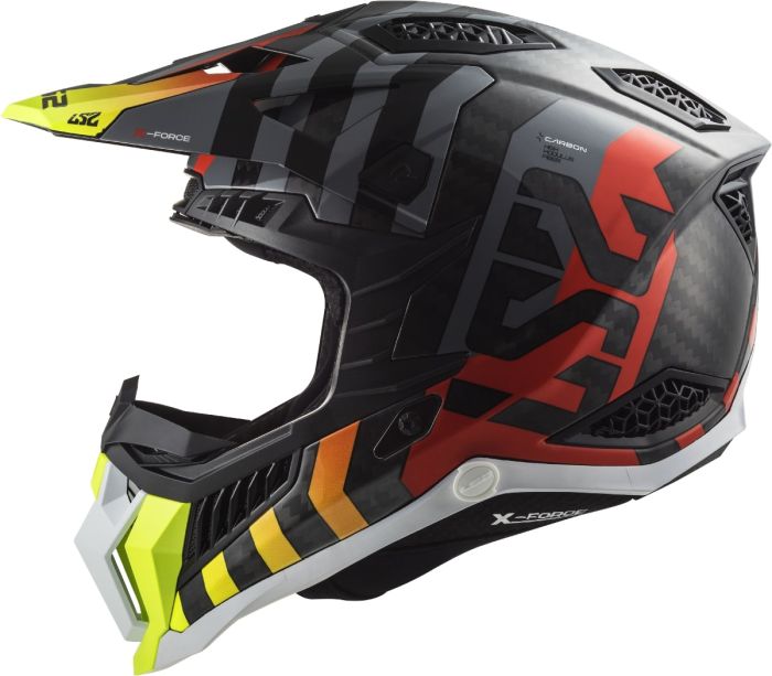 Мотошолом LS2 MX703 C X-Force Barrier Hi-Viz Yellow Red