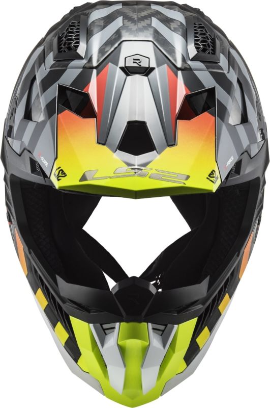 Мотошолом LS2 MX703 C X-Force Barrier Hi-Viz Yellow Red