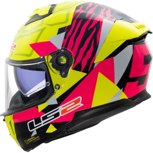 Мотошолом LS2 FF808 Stream 2 Tiger Hi-Vis Yellow Pink