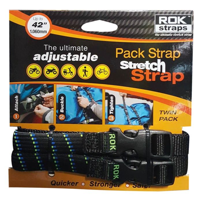 Ремені для кріплення багажу Oxford ROK Straps MD 16mm Adj Black + blue/green