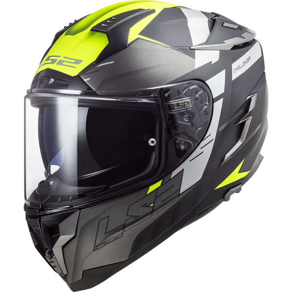 Мотошолом LS2 FF327 Challenger Allert Matt Titanium Hi-Vis Yellow
