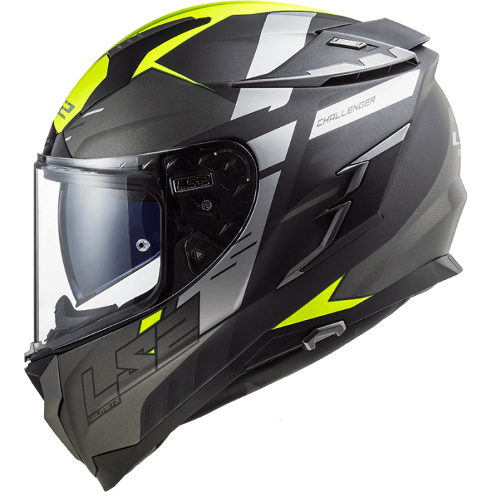 Мотошолом LS2 FF327 Challenger Allert Matt Titanium Hi-Vis Yellow