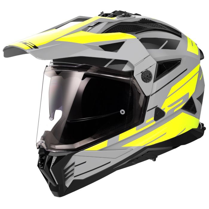 Мотошолом LS2 MX702 Pioneer 2 Namib Matt Grey Hi-Vis Yellow