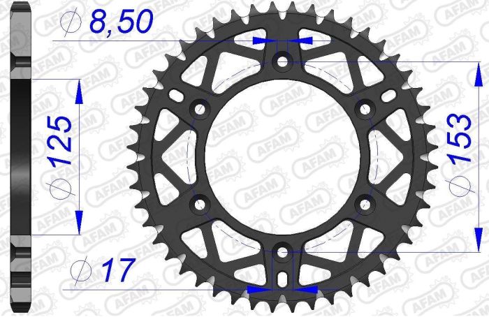 Зірка Afam Al-grooved Sprocket 520 - Honda Gun Metal