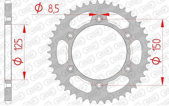 Зірка Afam Steel Sprocket 520 Silver