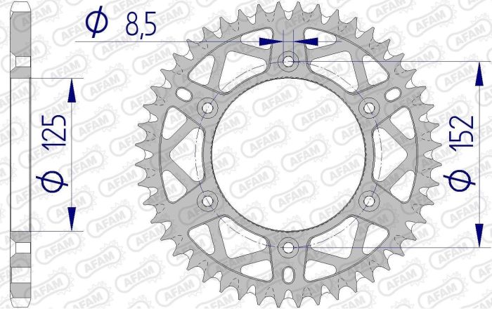 Зірка Afam Al-grooved Sprocket 520 - Beta Gun Metal