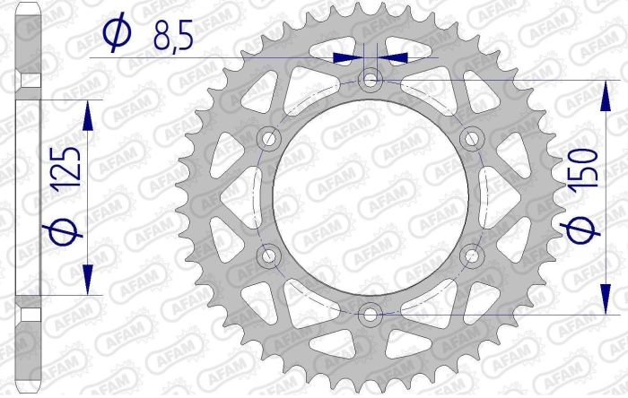 Зірка Afam Aluminium Sprocket 520 - KTM/husqarna/gasgas Silver