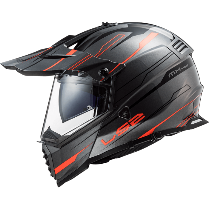 Мотошолом LS2 MX436 Pioneer Evo Knight Titanium Orange