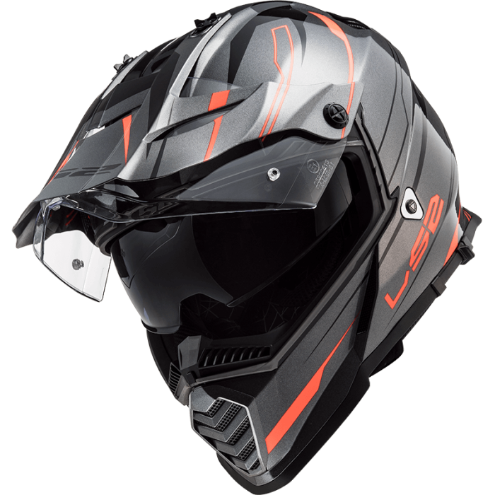 Мотошолом LS2 MX436 Pioneer Evo Knight Titanium Orange