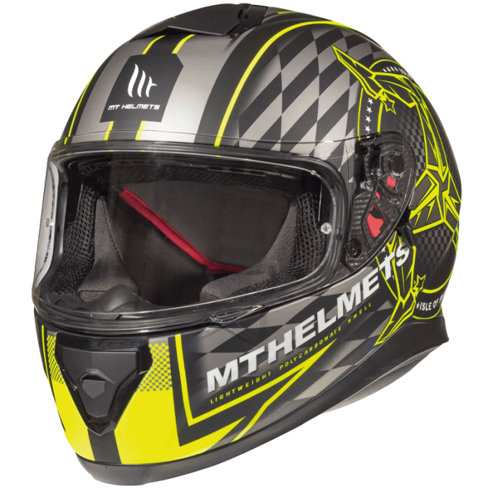 Мотошолом MT Thunder 3 SV Isle Of Man Matt Black/Fluor Yellow