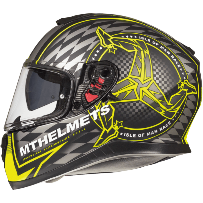 Мотошолом MT Thunder 3 SV Isle Of Man Matt Black/Fluor Yellow