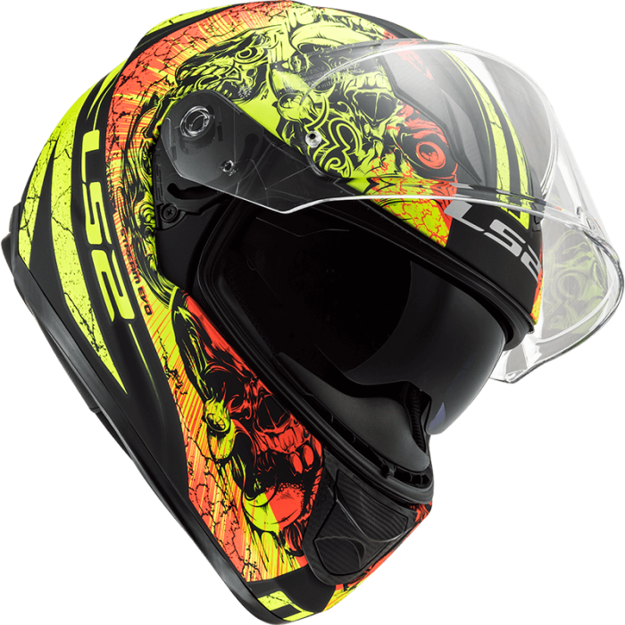 Мотошолом LS2 FF320 Stream Evo Throne Matt Black Hi-Vis Yellow