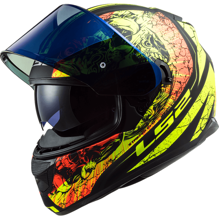 Мотошолом LS2 FF320 Stream Evo Throne Matt Black Hi-Vis Yellow