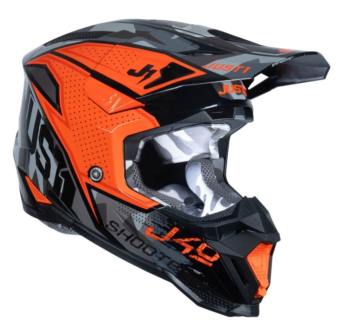 Мотошолом Just1 J40 Shooter Camo Orange Black