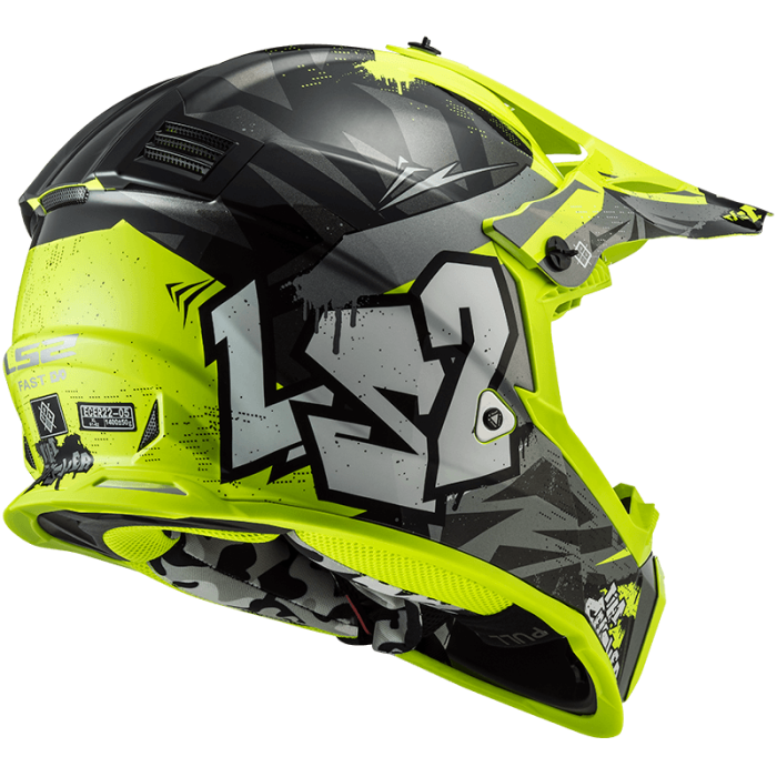 Шолом LS2 MX437J Fast Evo Mini Crusher Black Yellow