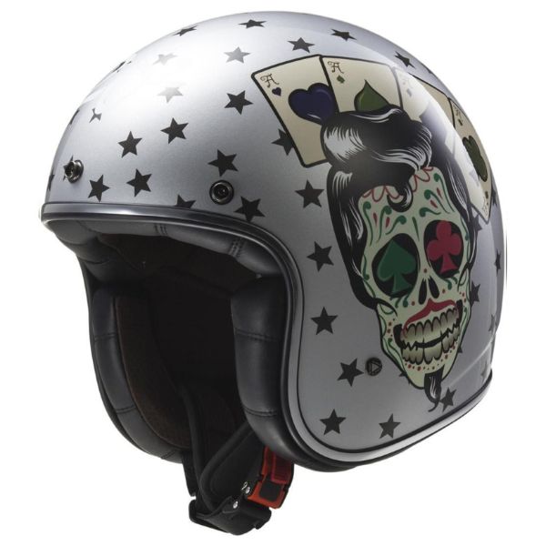 Мотошолом LS2 OF583 Tattoo Gloss Silver