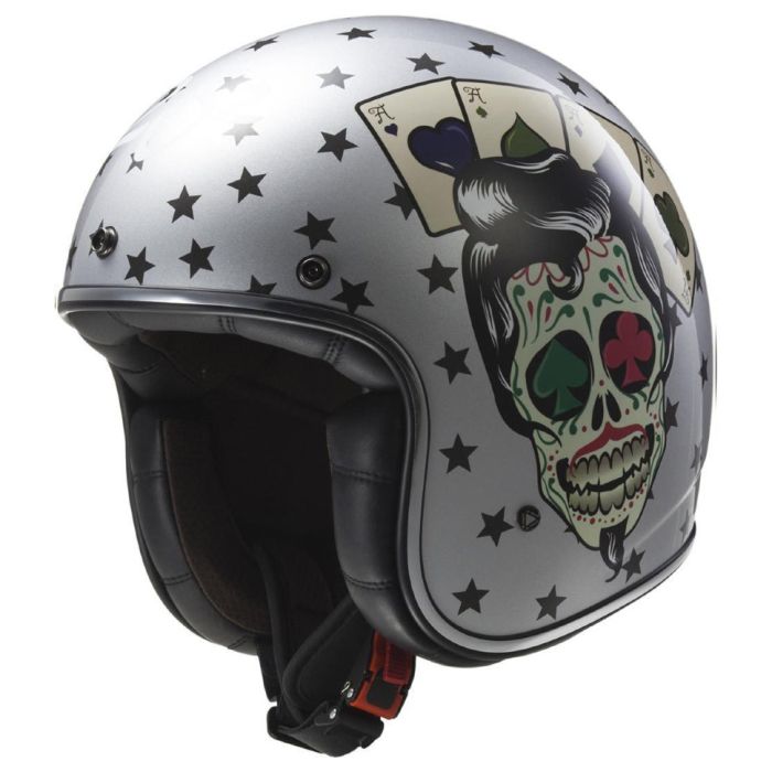 Мотошолом LS2 OF583 Tattoo Gloss Silver