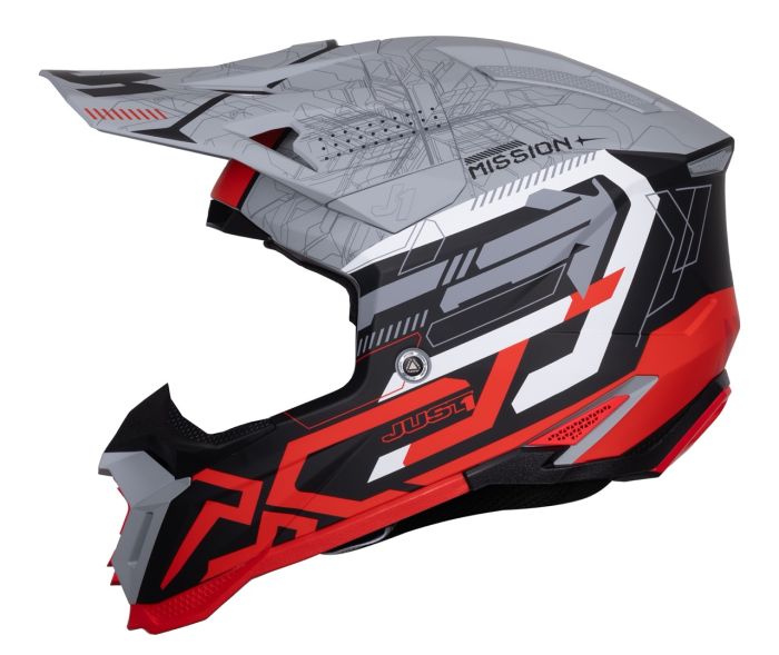 Мотошолом Just1 J40 Mission Red Grey Matt
