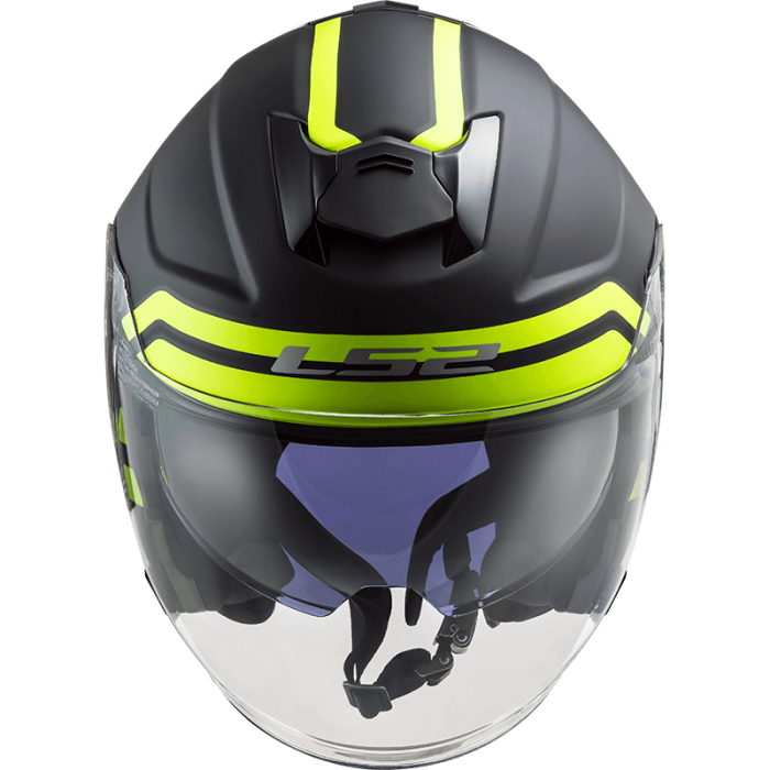 Мотошолом LS2 OF521 Infinity Hyper Matt Titanium Hi-Vis Yellow