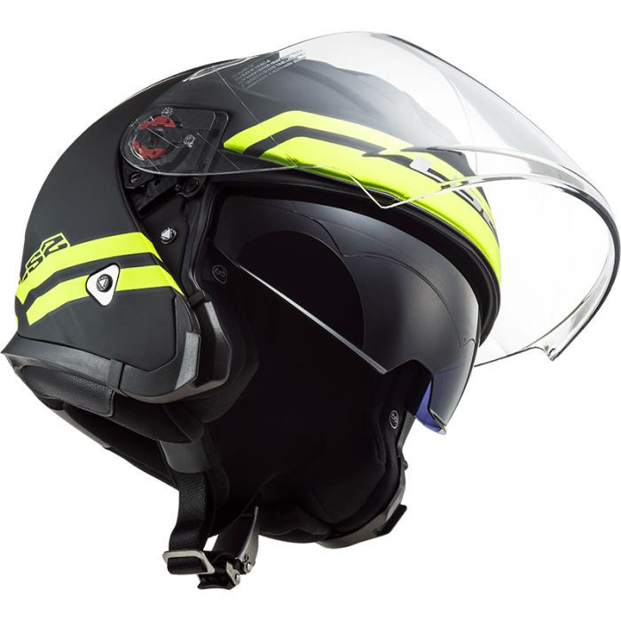Мотошолом LS2 OF521 Infinity Hyper Matt Titanium Hi-Vis Yellow