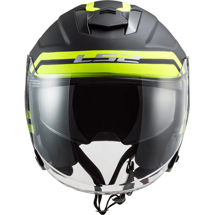Мотошолом LS2 OF521 Infinity Hyper Matt Titanium Hi-Vis Yellow