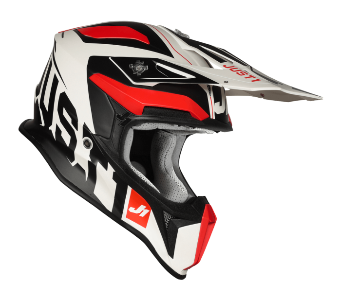 Мотошолом Just1 J18 Virtual Fluo Red - White - Matt