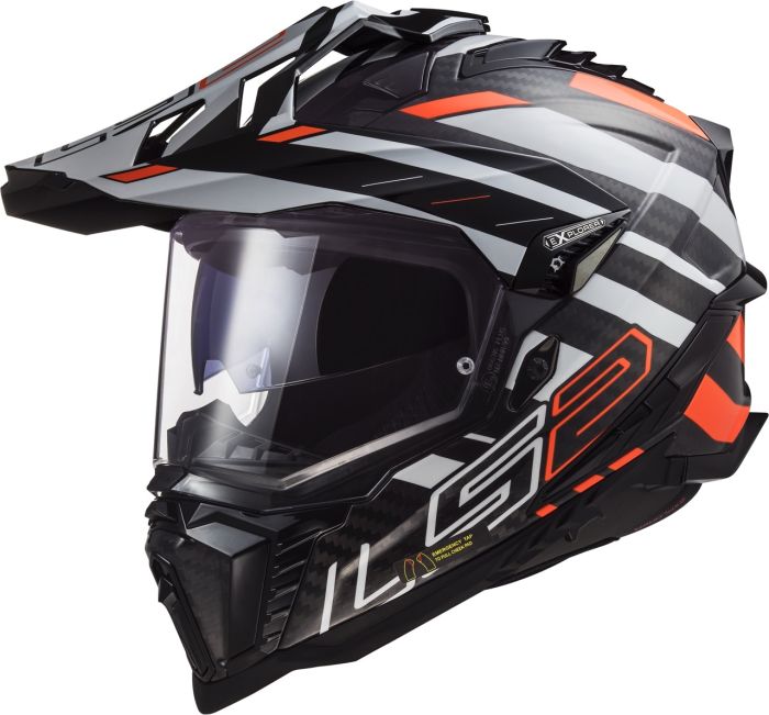 Мотошолом LS2 MX701 Explorer C Edge Black Orange White