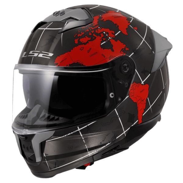 Мотошолом LS2 FF808 Stream 2 Worldmap Gloss Black 7C Red