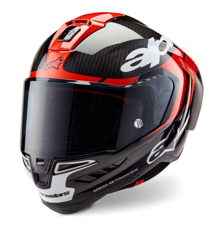Мотошолом Alpinestars Supertech R10 Element Black/Carbon Bright Red/White Glossy