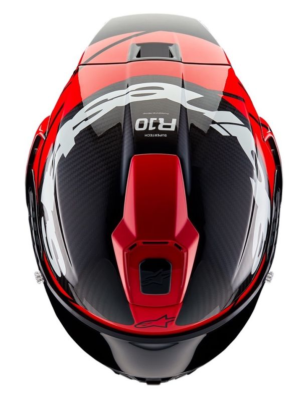 Мотошолом Alpinestars Supertech R10 Element Black/Carbon Bright Red/White Glossy