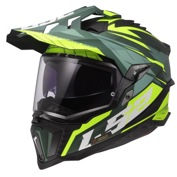 Мотошолом LS2 MX701 Explorer Spire Green Hi-Viz Yellow