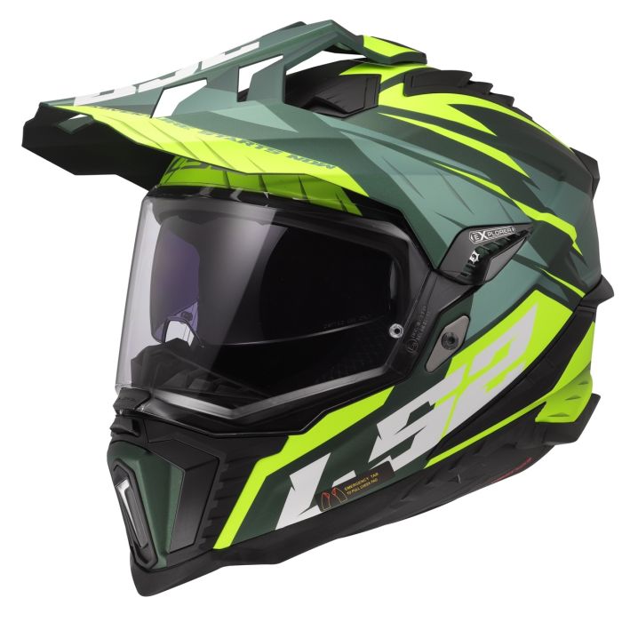 Мотошолом LS2 MX701 Explorer Spire Green Hi-Viz Yellow