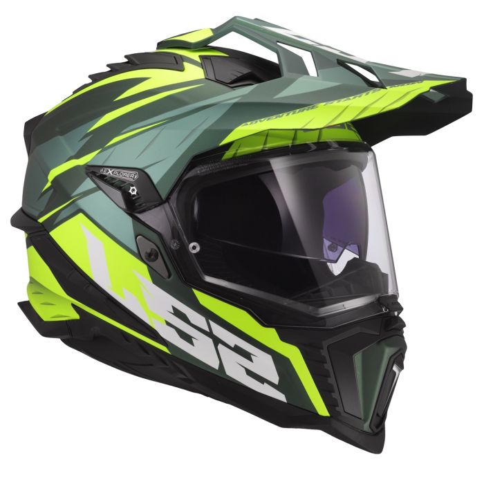 Мотошолом LS2 MX701 Explorer Spire Green Hi-Viz Yellow