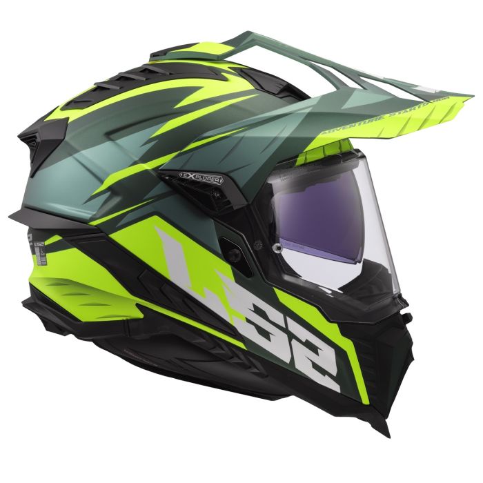 Мотошолом LS2 MX701 Explorer Spire Green Hi-Viz Yellow