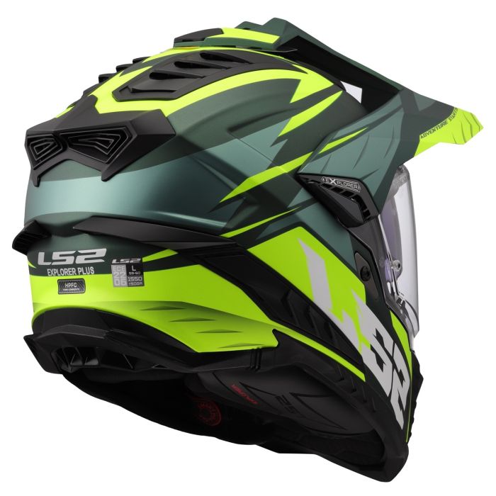 Мотошолом LS2 MX701 Explorer Spire Green Hi-Viz Yellow