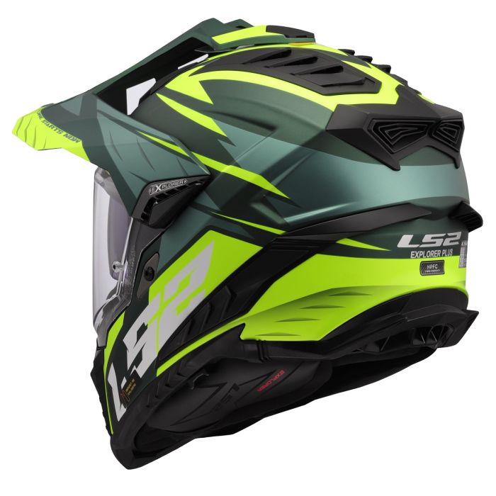 Мотошолом LS2 MX701 Explorer Spire Green Hi-Viz Yellow