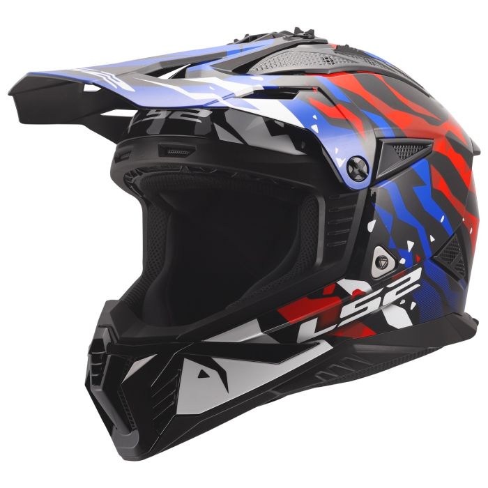 Мотошолом LS2 MX708 Fast 2 Grotesk White Blue Red