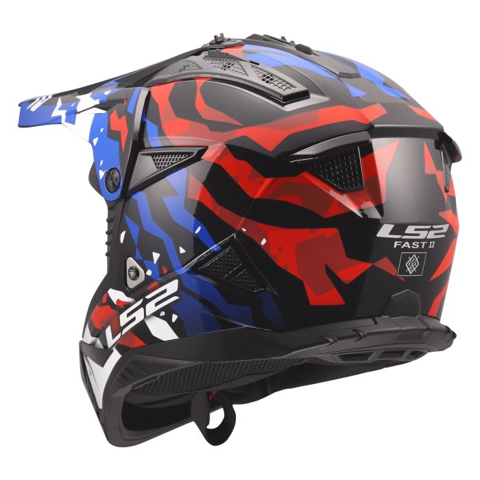 Мотошолом LS2 MX708 Fast 2 Grotesk White Blue Red